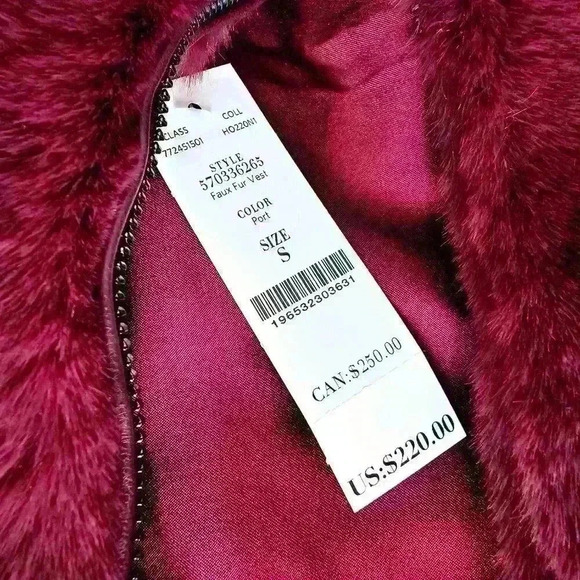 😍 NWT 😍 White House Black Market Luxe Faux Fur Vest, Port, Size S - Picture 7 of 9